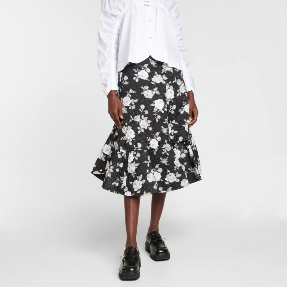 Noir Kei Ninomiya Comme Des Garcons Quilted Midi Skirt